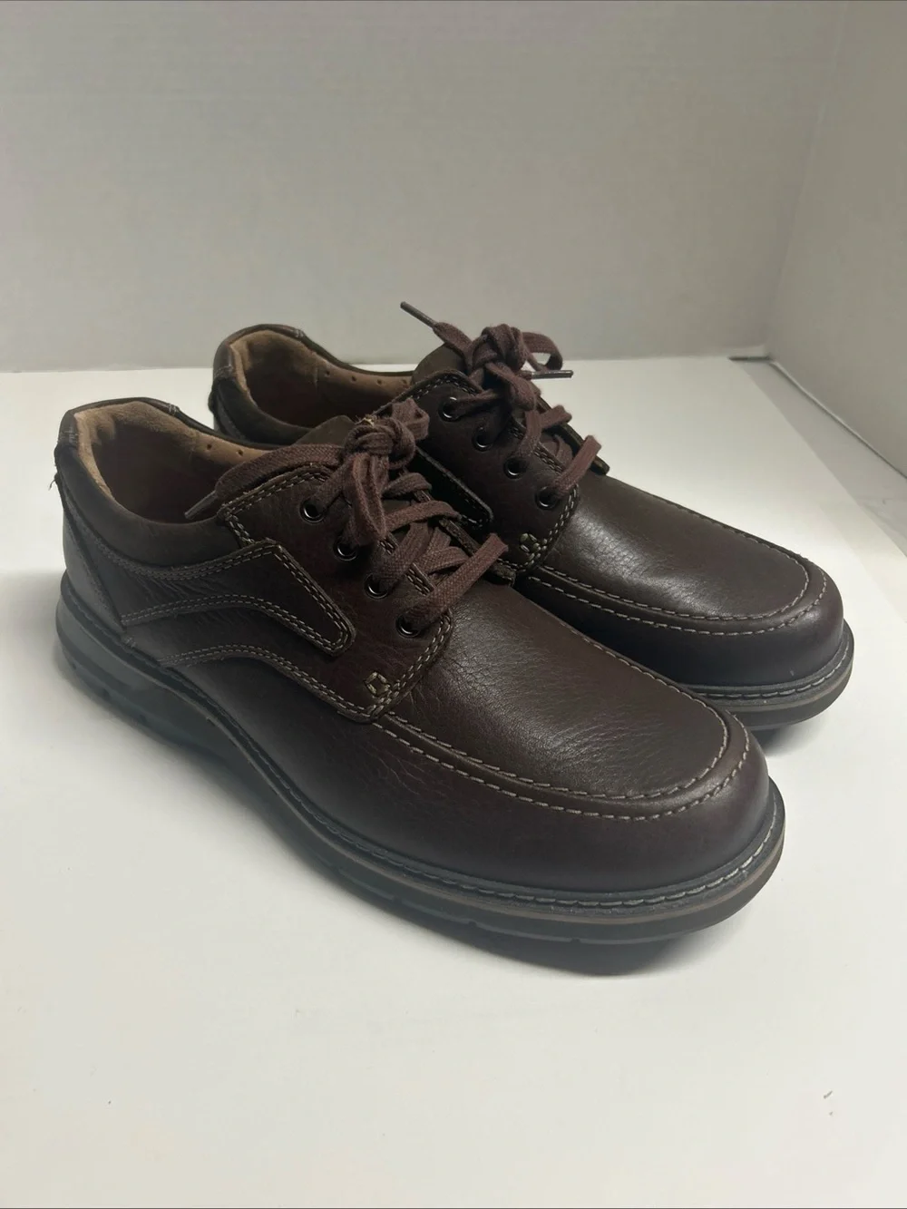 Clarks Unstructured Oxfords Shoes Mens Size 9.5 W Wide Brown Leather